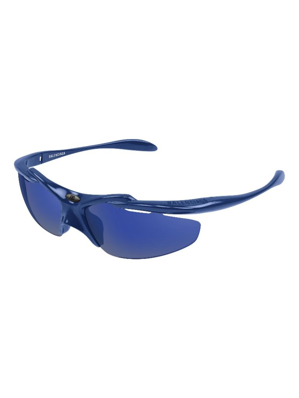 New Balenciaga Unisex Sunglasses Blue Grey Lens Injected Frame BB0464S 004 72